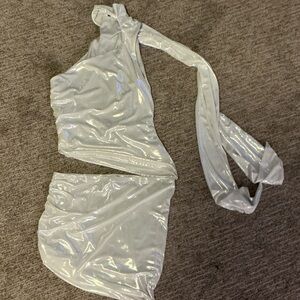 Fashion Nova Shiny White Mini Dress